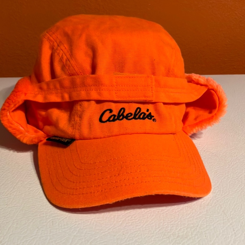 Cabela's Hunter Orange Cap with Soft Ear Folds and Strap